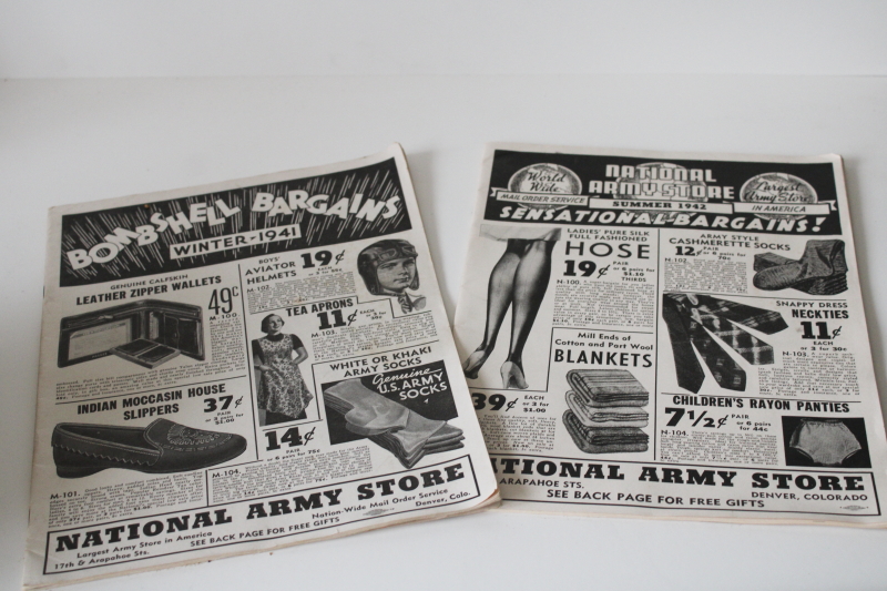 photo of original vintage US military surplus catalogs, National Army Store 1940s WWII surplus crazy low prices!  #1